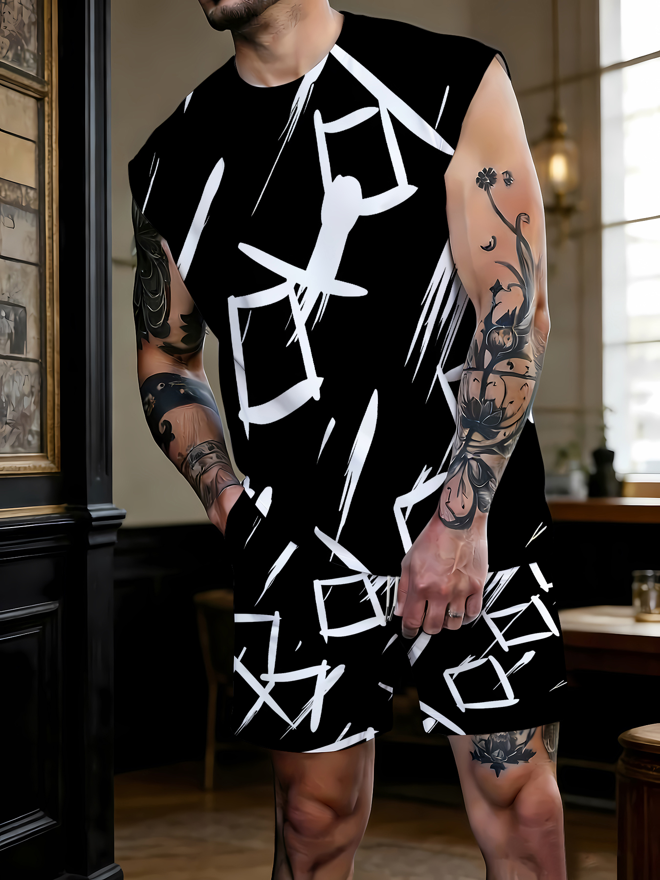 Summer Knit Clothing - Men's Compression Tank Top and Shorts
