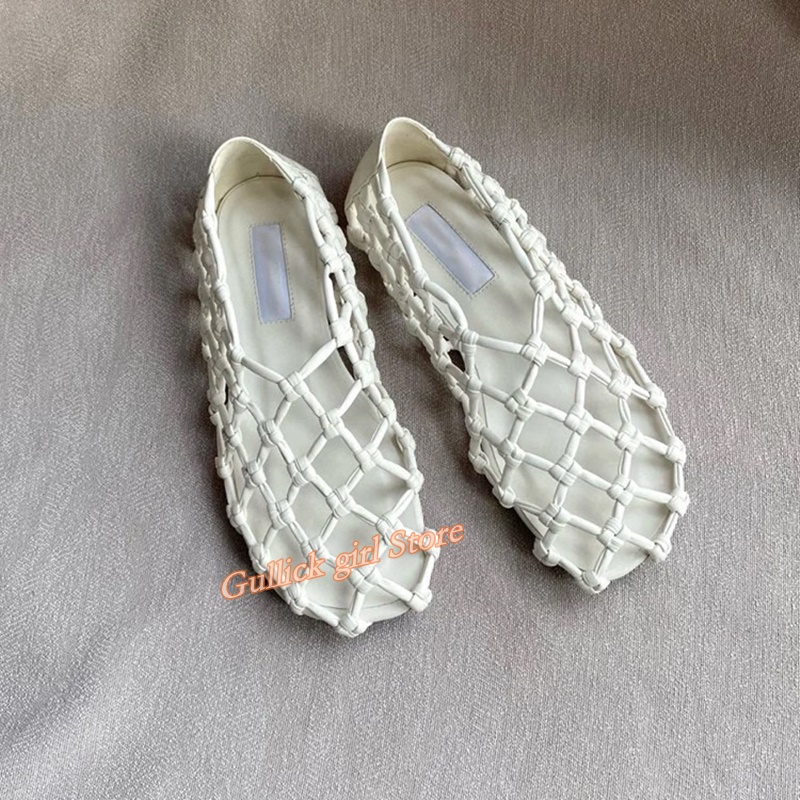 Summer Clothing Elegant - French Woven Mesh Hollow flat Sandals