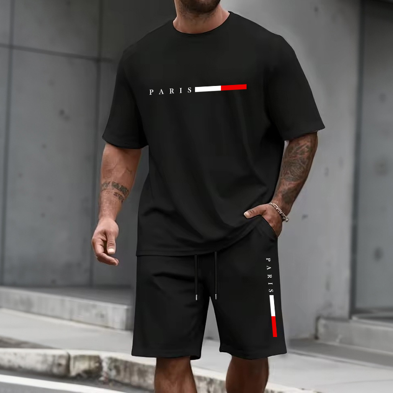 Summer Knit Clothing - Men's Tracksuit 2 Piece O-neck Short