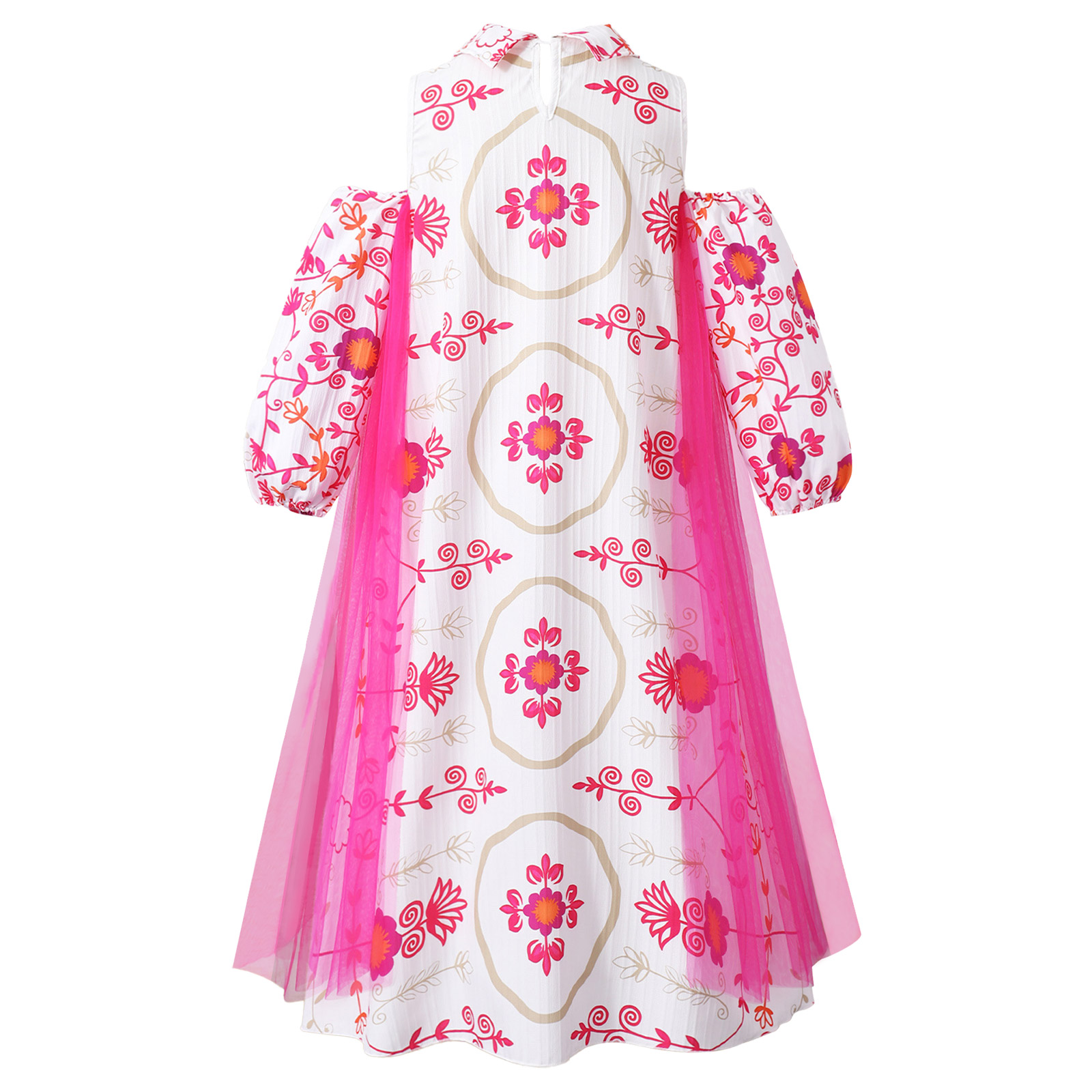 Girl Long Sleeve Mesh Patchwor - Summer Dresses Yours Clothing 评论和价格