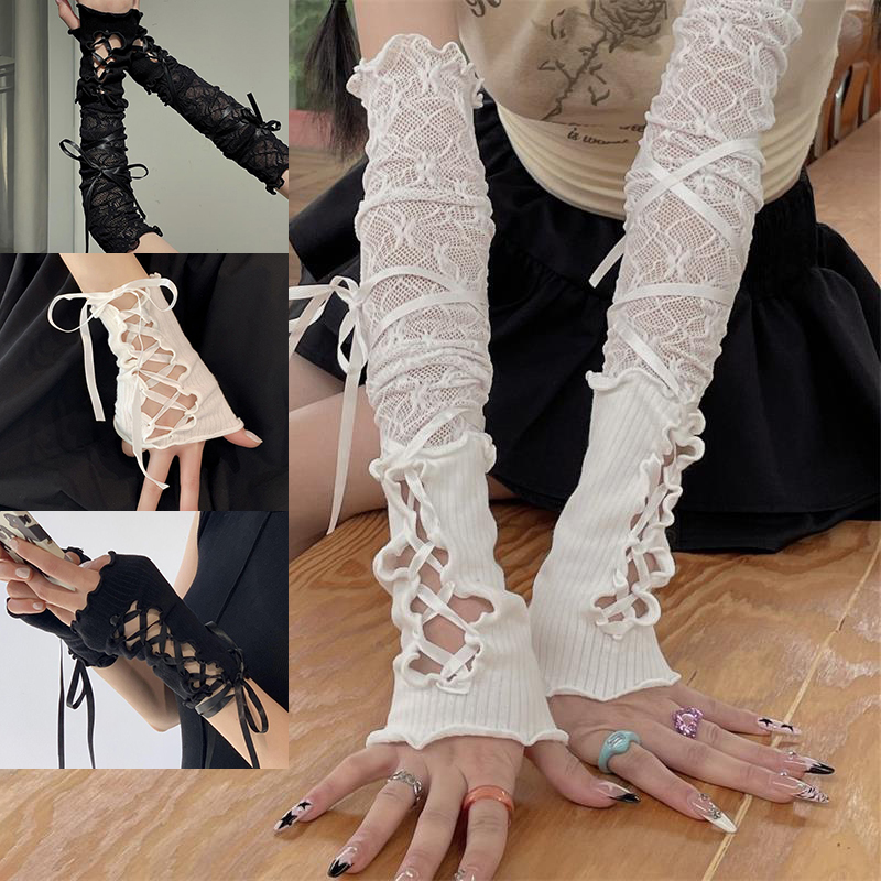 Women Lace‑Up Fingerless Arm S - Summer Clothing Design 评论和价格