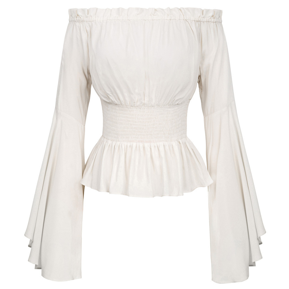 Goth Slim Shirt Flared Long Sl - Summer Renaissance Clothing 评论和价格