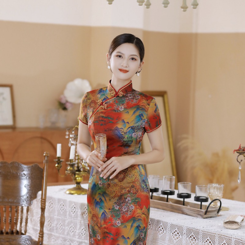 Cheongsam Qipao Dress Vintage  - Summer Clothing Elegant 评论和价格