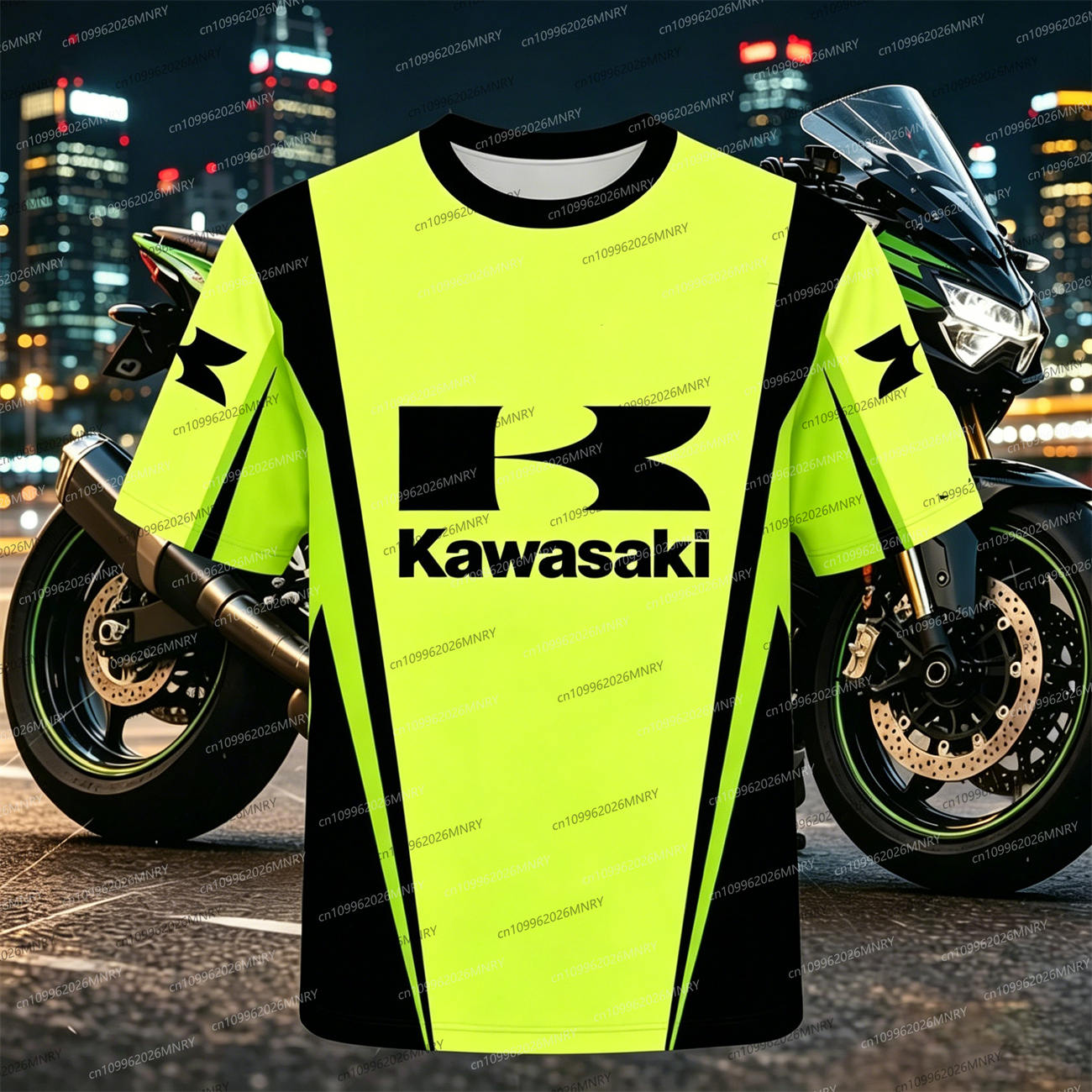 Men Oversized t-shirt Kawasaki - Summer Clothing Motorcycle 评论和价格