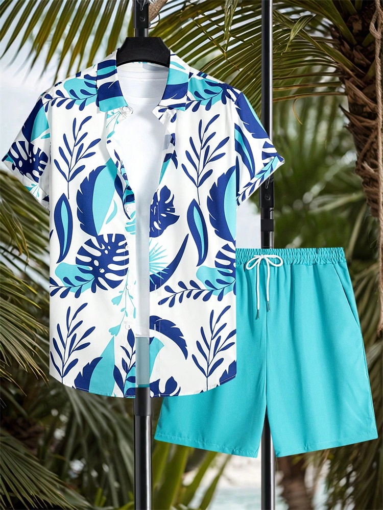 Men's Short-sleeved Shirt Set  - Summer Clothing Men 评论和价格