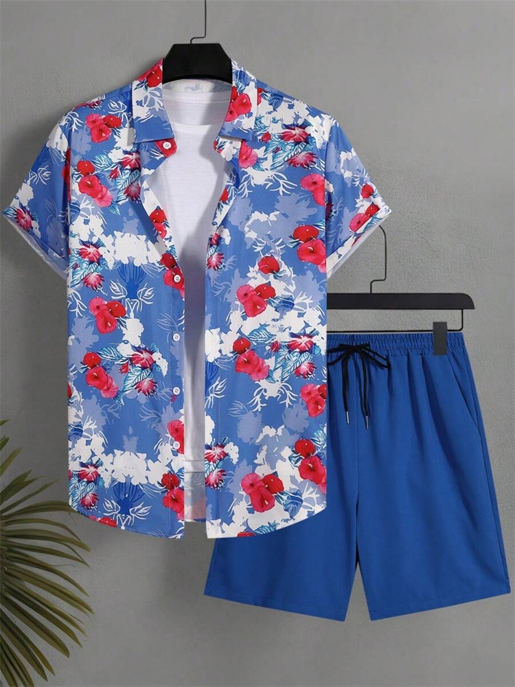 Men's Short-sleeved Shirt Set  - Summer Clothing Men 评论和价格