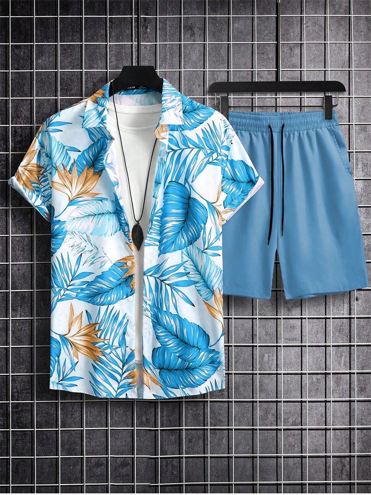 Men's Short-sleeved Shirt Set  - Summer Clothing Men 评论和价格