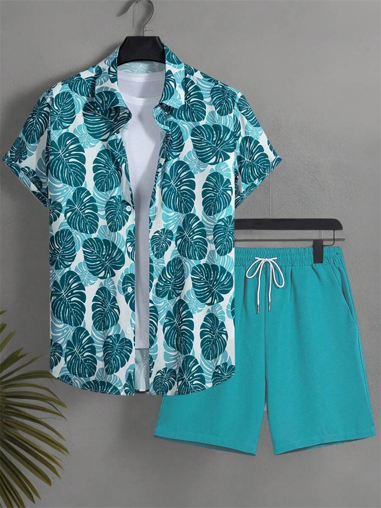 Men's Short-sleeved Shirt Set  - Summer Clothing Men 评论和价格