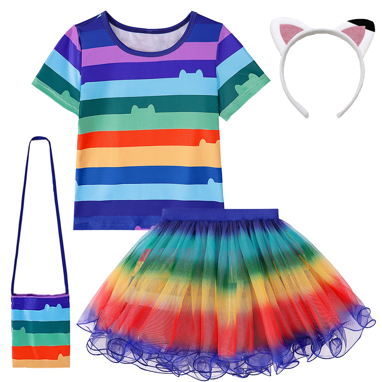 Girls Rainbow Striped T-Shirt  - Summer Kids Clothing 评论和价格