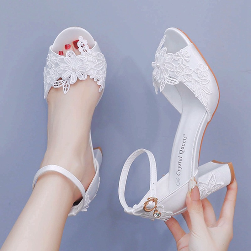 Women White Silk High Heels Su - Summer Clothing Elegant 评论和价格