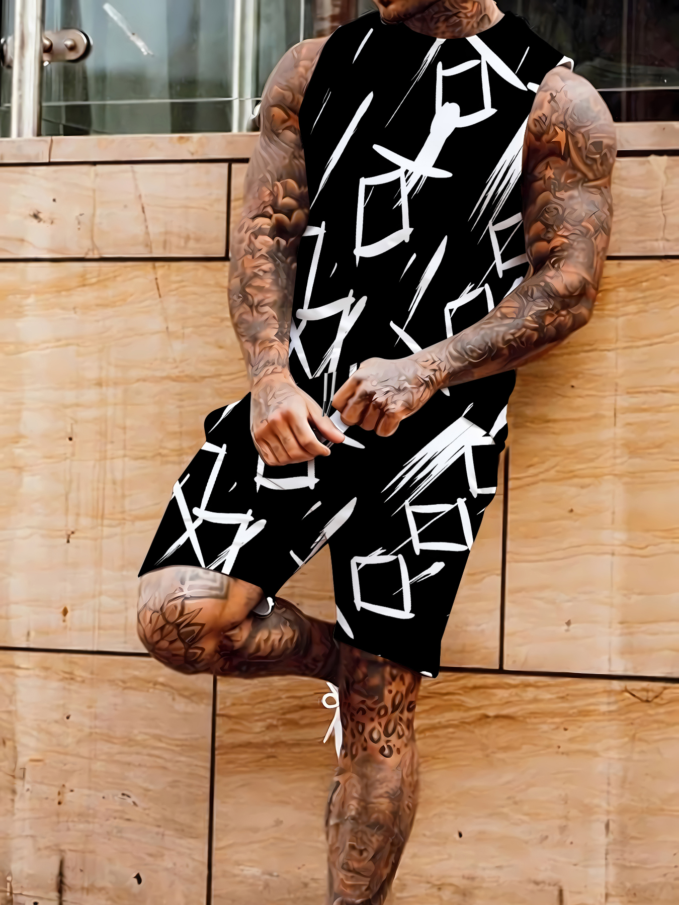 Men's Compression Tank Top and - Summer Knit Clothing 评论和价格