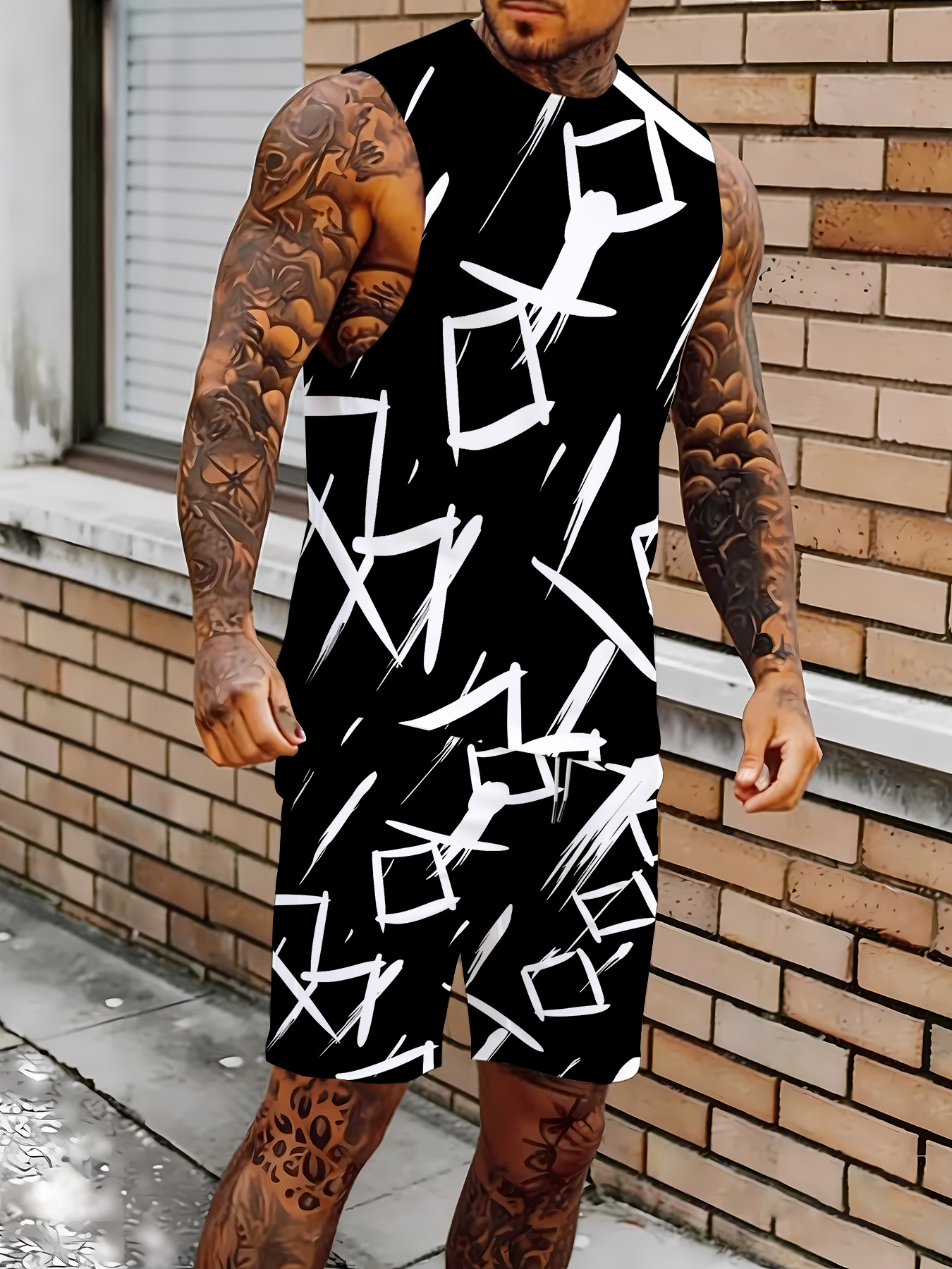Men's Compression Tank Top and - Summer Knit Clothing 评论和价格