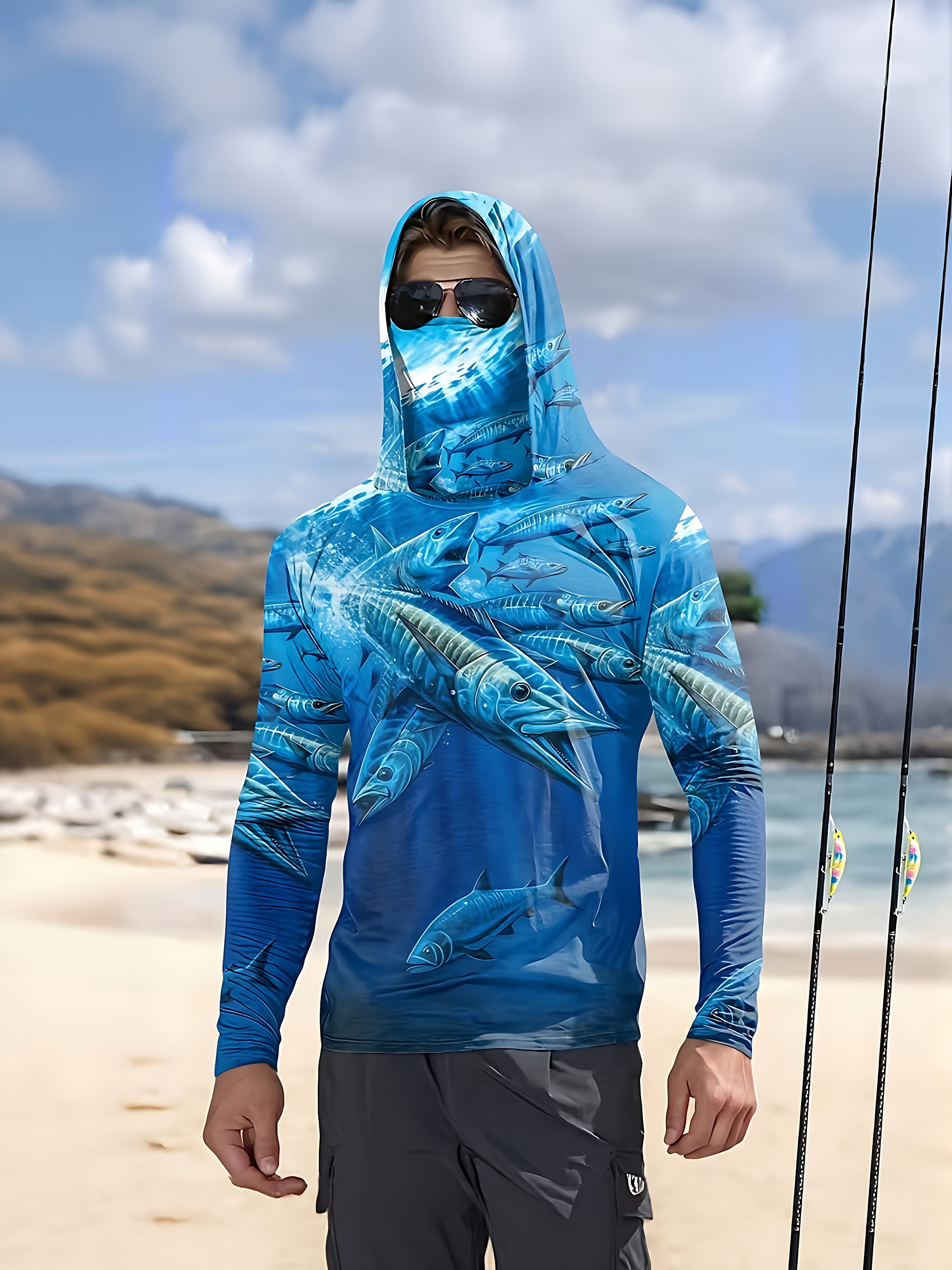 Fishing Shirt Hooded Men Fishi - Summer Clothing Men 评论和价格