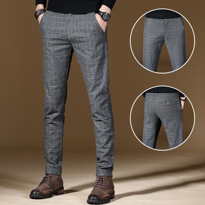 Male Suit Trousers Gray Plaid  - Summer Clothing Cheap 评论和价格