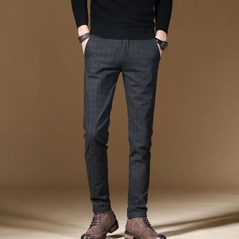 Male Suit Trousers Gray Plaid  - Summer Clothing Cheap 评论和价格
