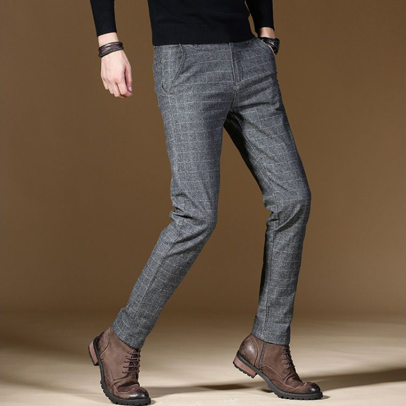 Male Suit Trousers Gray Plaid  - Summer Clothing Cheap 评论和价格