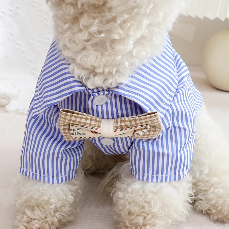 Pet Dog Clothes Bowknot Stripe - Summer Dog Clothing 评论和价格