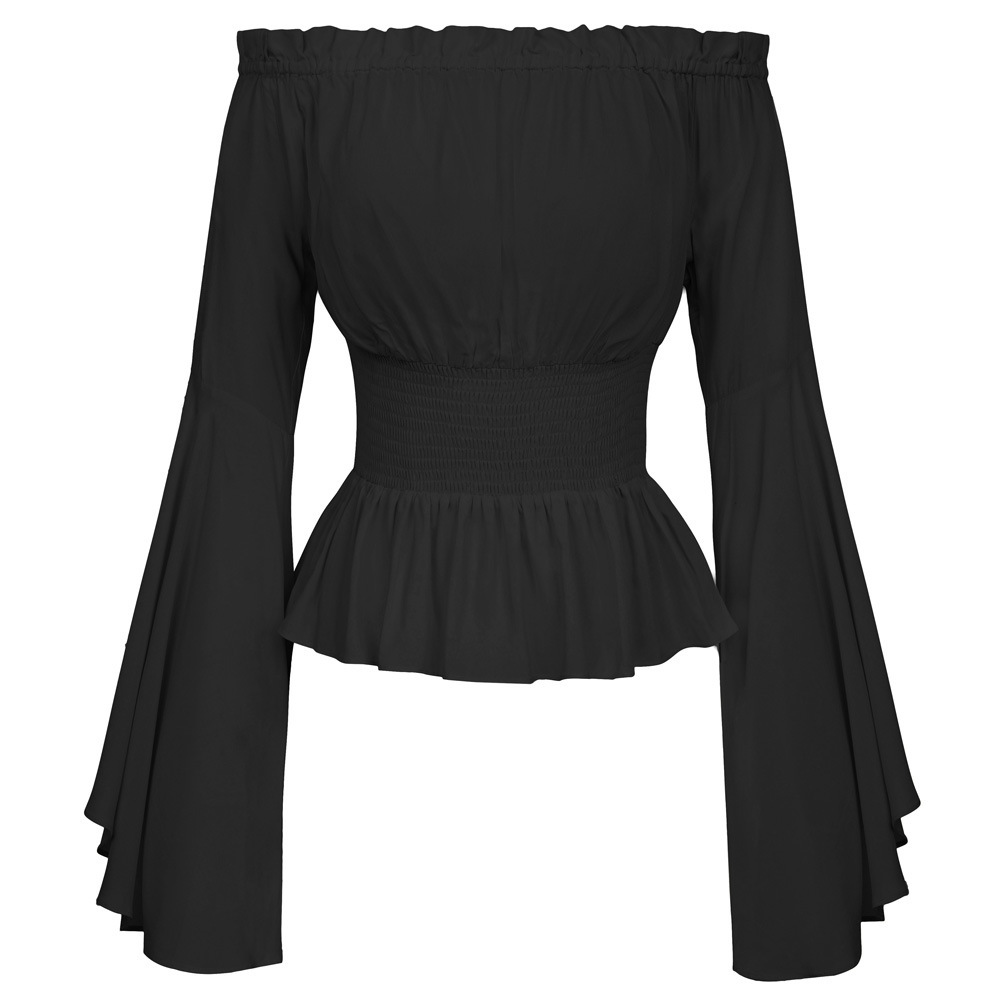 Goth Slim Shirt Flared Long Sl - Summer Renaissance Clothing 评论和价格