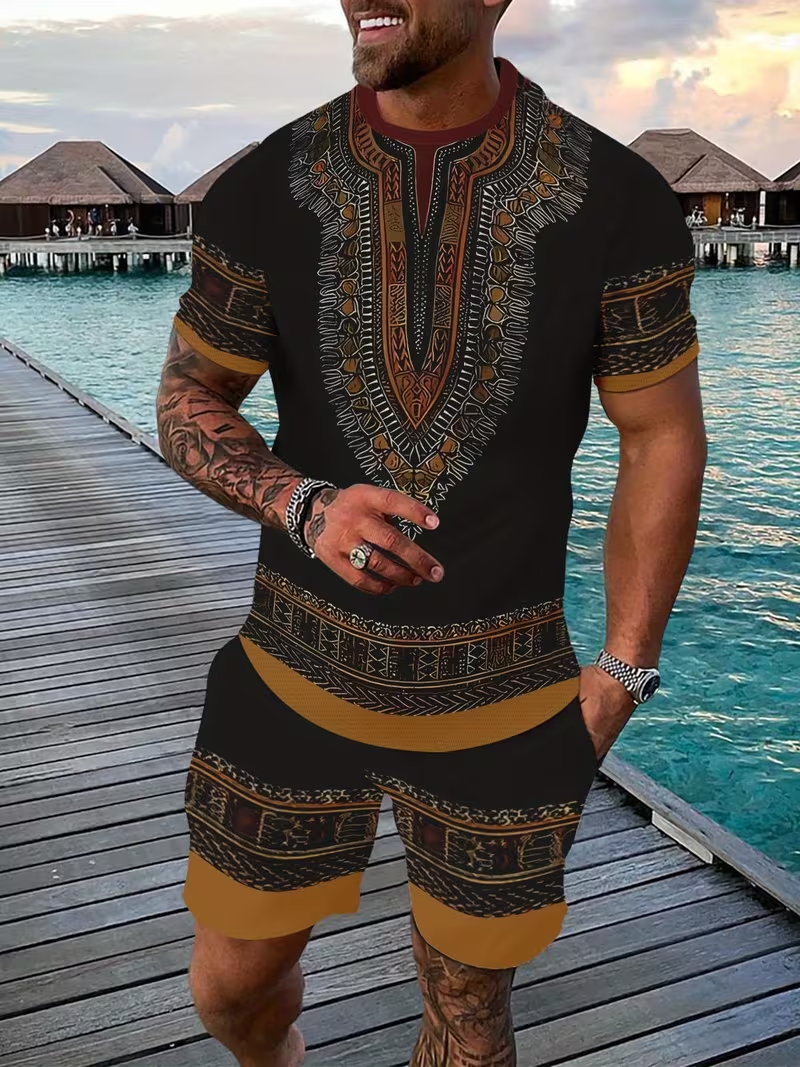 New Men's Suits African Dashik - Summer Knit Clothing 评论和价格