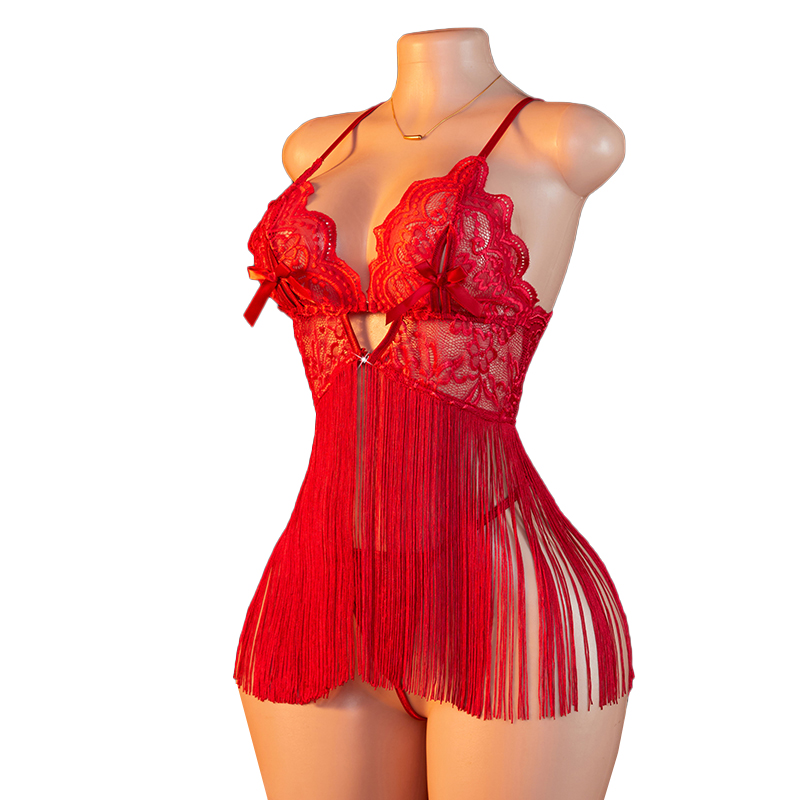 Transparent Lace Women Red Str - Summer Clothing Sets Women 评论和价格