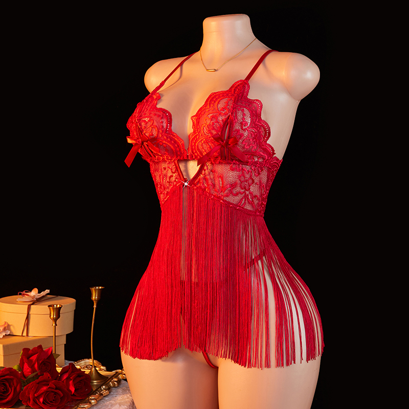 Transparent Lace Women Red Str - Summer Clothing Sets Women 评论和价格