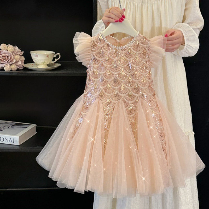 Children's Dress Mesh Sequins  - Summer Dresses Yours Clothing 评论和价格