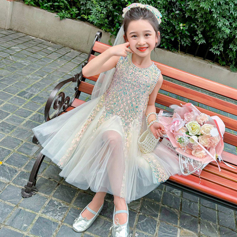 Children's Dress Mesh Sequins  - Summer Dresses Yours Clothing 评论和价格