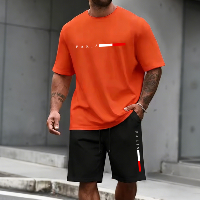 Men's Tracksuit 2 Piece  O-nec - Summer Knit Clothing 评论和价格