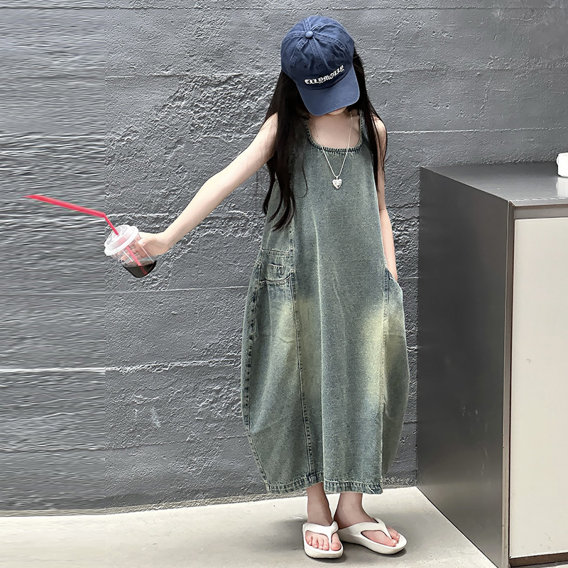Vintage Blue Children Girls Hi - Summer Kids Clothing 评论和价格