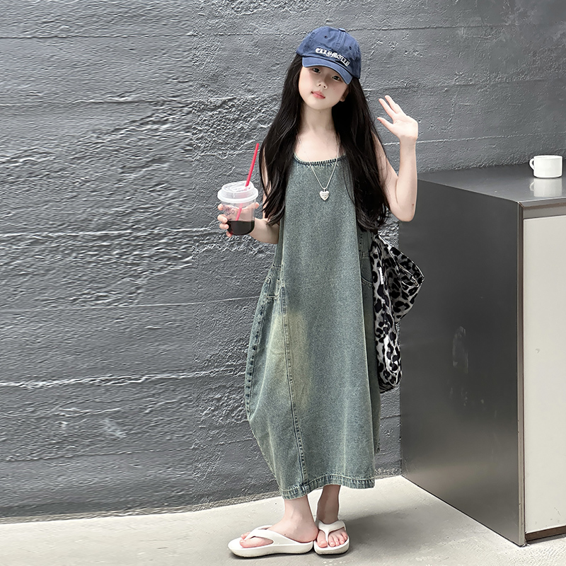Vintage Blue Children Girls Hi - Summer Kids Clothing 评论和价格