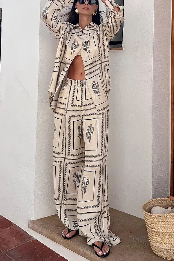 Printed Shirts Two Piece Set W - Summer Clothing Sets Women 评论和价格