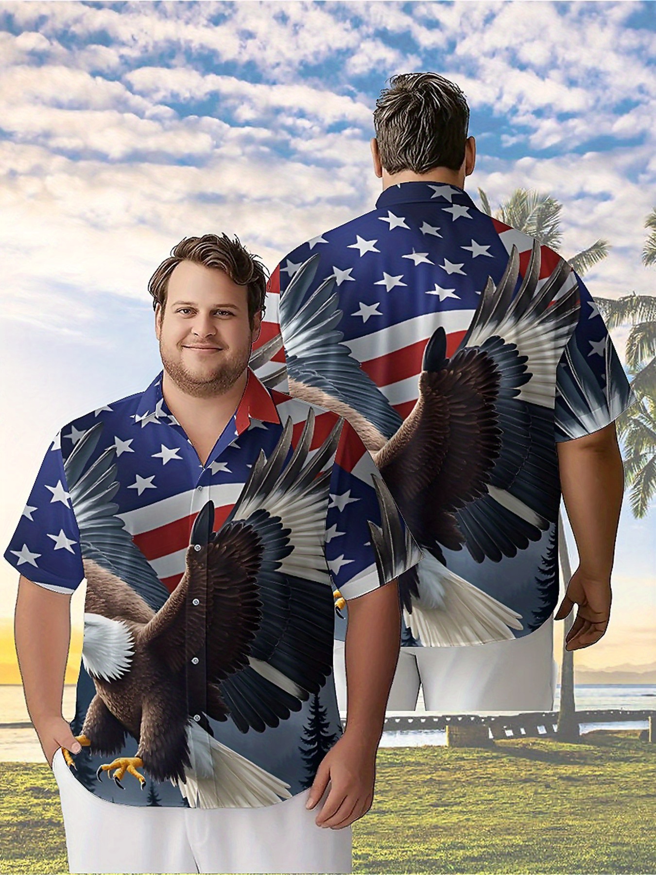Men's Plus Size Hawaiian Shirt - Summer Clothing Patterns 评论和价格