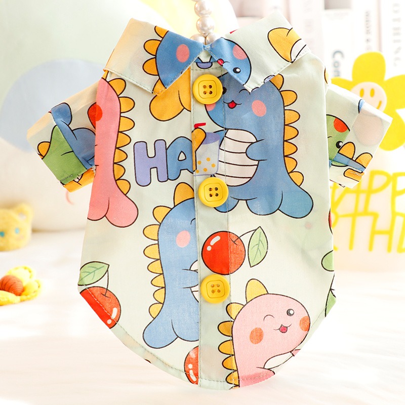 Cartoon Dinosaur Pet Shirt Thi - Summer Dog Clothing 评论和价格