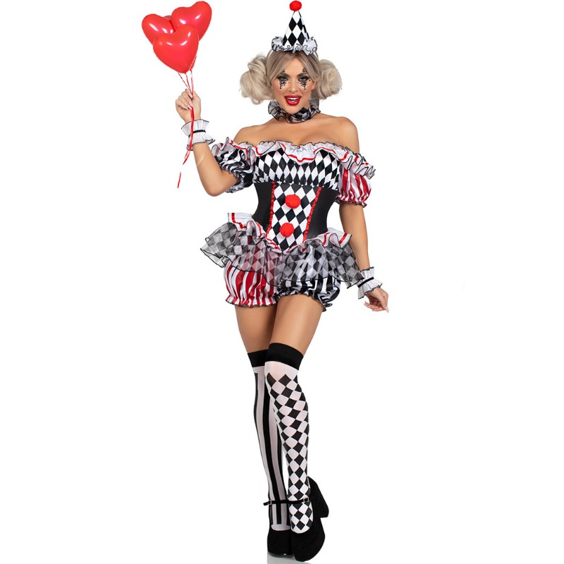 Women Clown Cosplay Costume Ci - Romper Playsuit Women 评论和价格